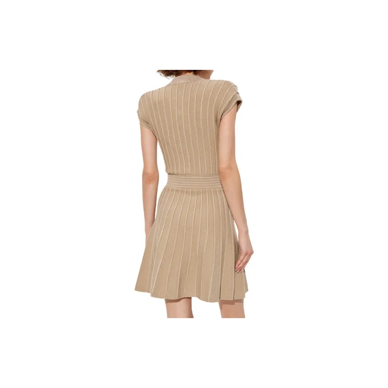 BALMAIN V Neck Flared Mini Dress-3