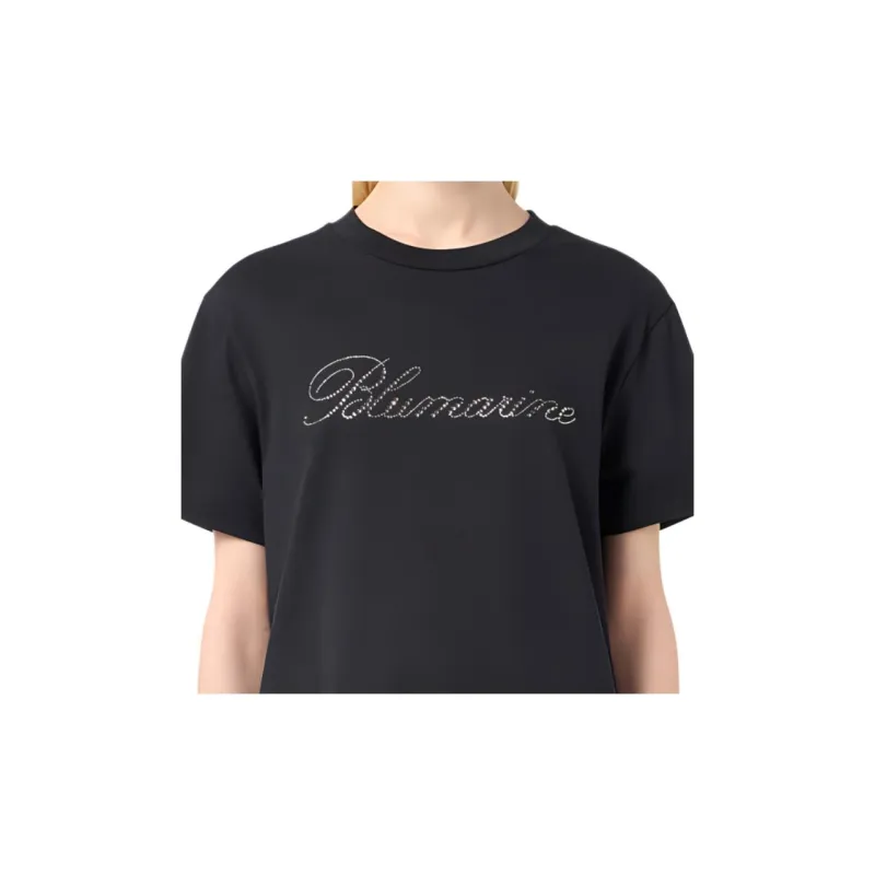 Blumarine Rhinestone logo T shirt-5