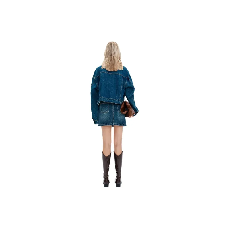 Self Who Denim Short Skirts Women's Enamel Blue-2