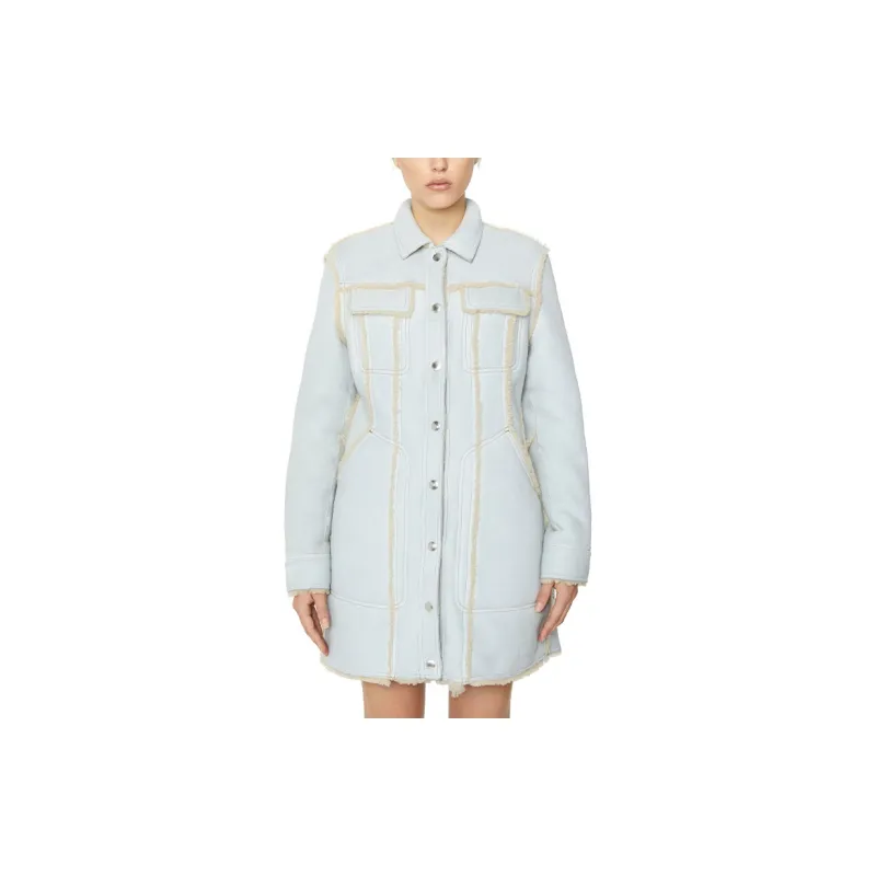 DIESEL Leather Jackets Women's Light Gray-2