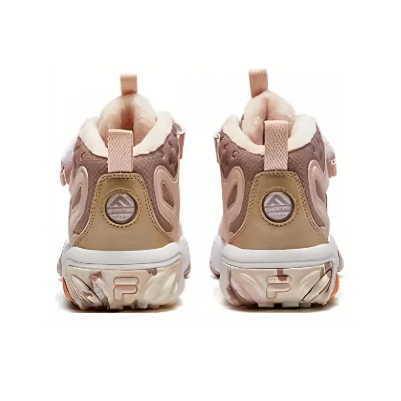 FILA KIDS Abrasion Resistant Slip Resistant High Top Kids Lifestyle Shoes Silver Peony FILA White Teenagers-3