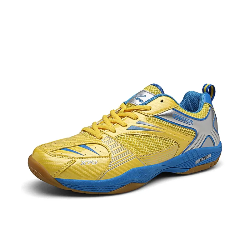 XPD Anti Slip Wear Resistant Breathable Rebound Low Top Badminton Shoes Unisex Yellow Blue-1