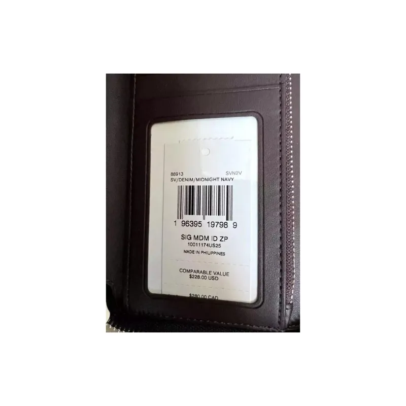 COACH Id Zip Wallet Coated Canvas Wallet Trumpets Women's Midnight Marine Blue-4