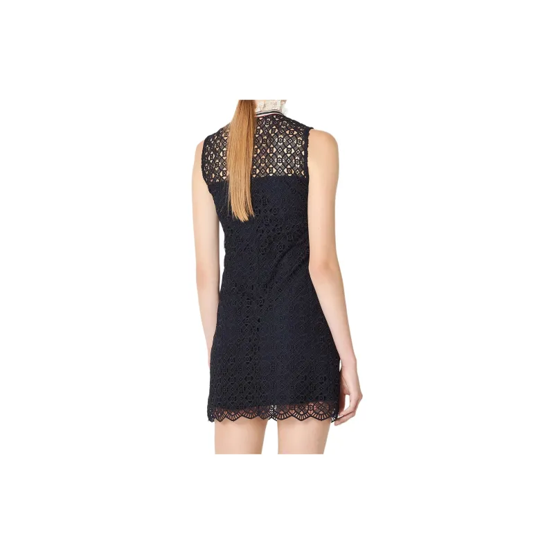 Sandro A Lace Dress With Braids At The Neckline Sleeveless Dress Women's DARK NAVY/Dark Marine Blue-2