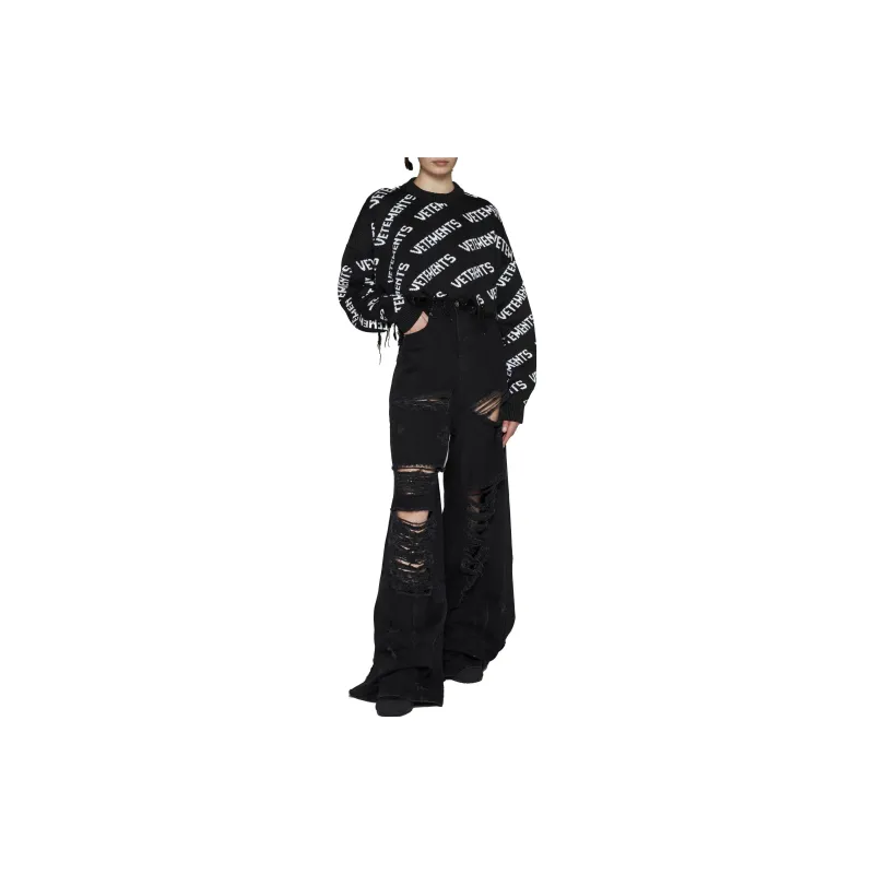 Vetements Destroyed Baggy Jeans 'Black'-2