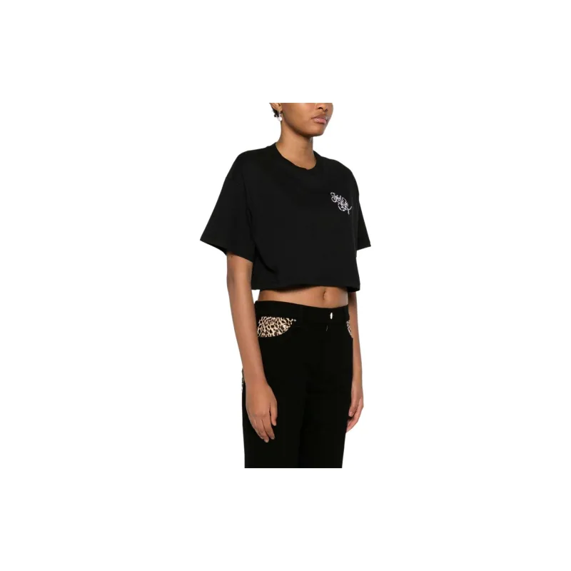 AMIRI Logo Daetailed Crewneck Cropped T-Shirt-3