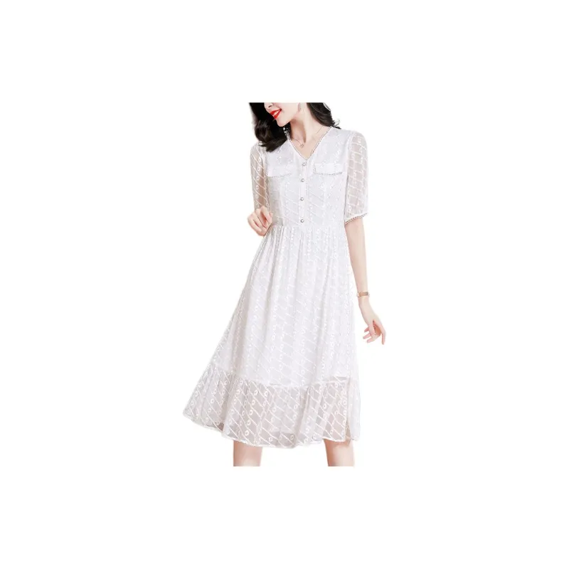 Ink Beauty Short Sleeved Dresses Women's White-1