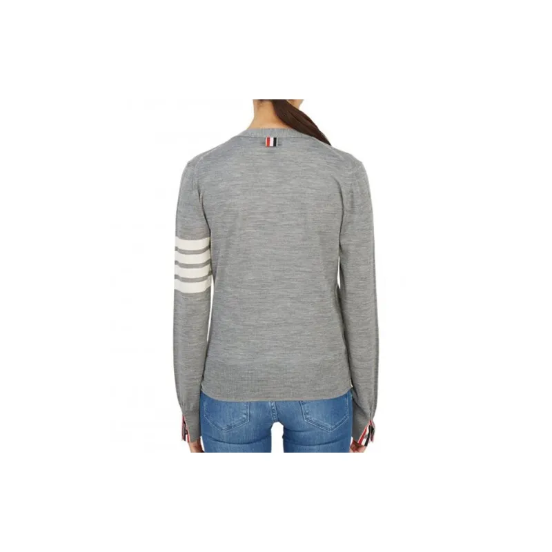 THOM BROWNE 4 Bar V Neck Cardigan-5