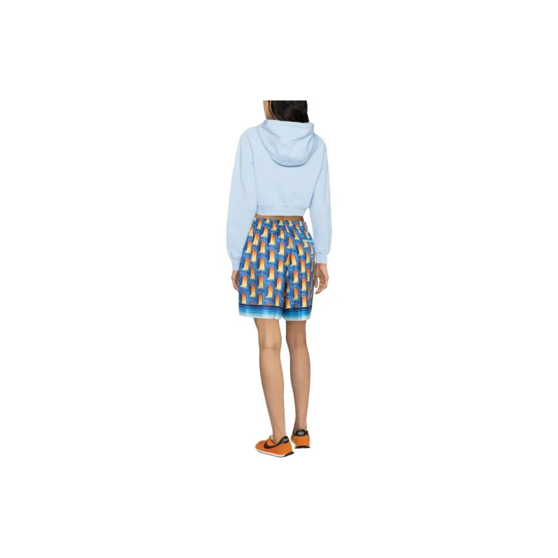 CASABLANCA Casa Phantastica Embroidered Cropped Hoodie 'Blue'-2