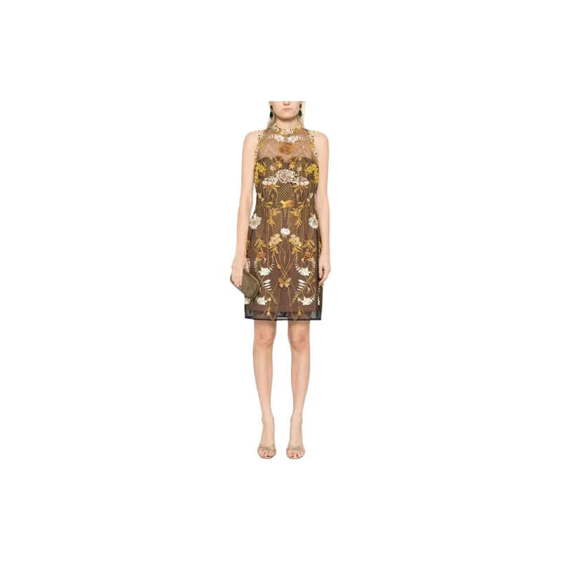 Marchesa Notte Floral embroidered Tulle Mini Dress-1
