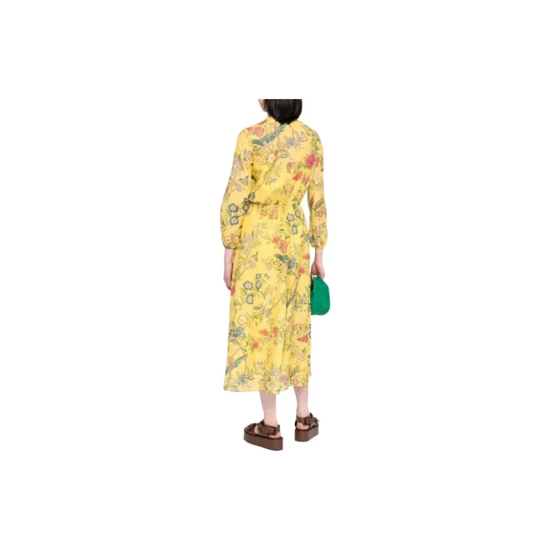 Valentino SS22 Long Sleeved Dress Women's Yellow-3