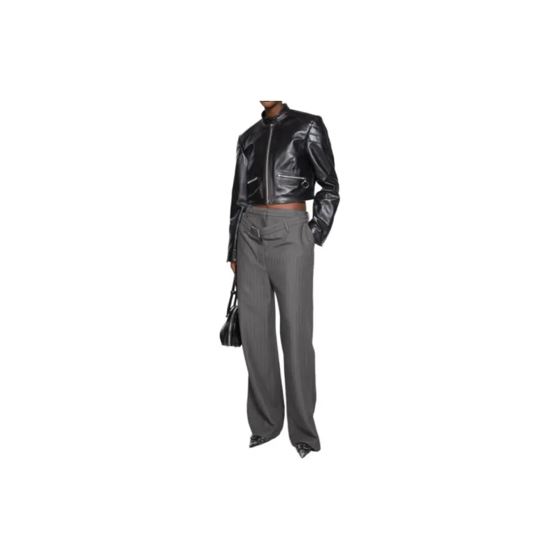 Acne Studios Deconstructed Pinstripe Trousers 'Grey Melange'-2