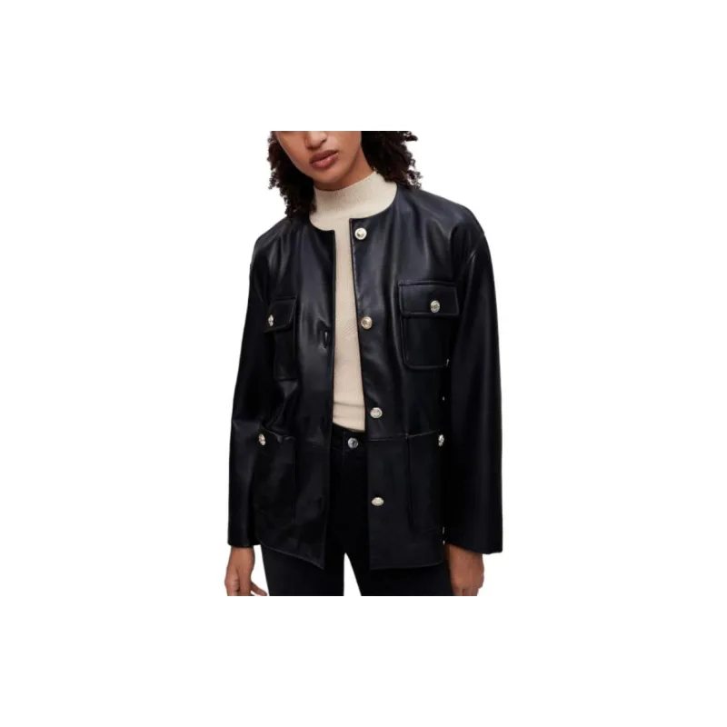 Maje Leather Jackets Women's Black-1
