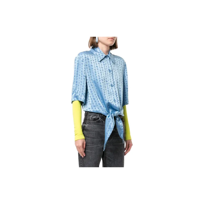 OFF WHITE Logo Baseball Knot Blouse-1