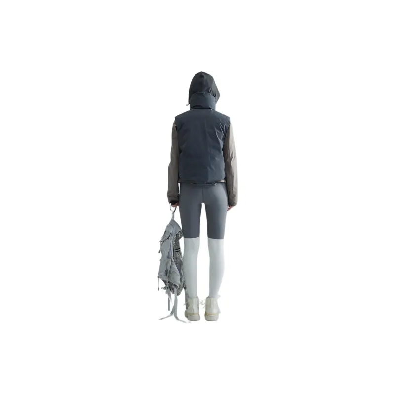 UPON PRO Outdoor Urban Techwear Curved Cut Stand Collar Protective Down Jacket Vest Women's Extreme Night Black-2