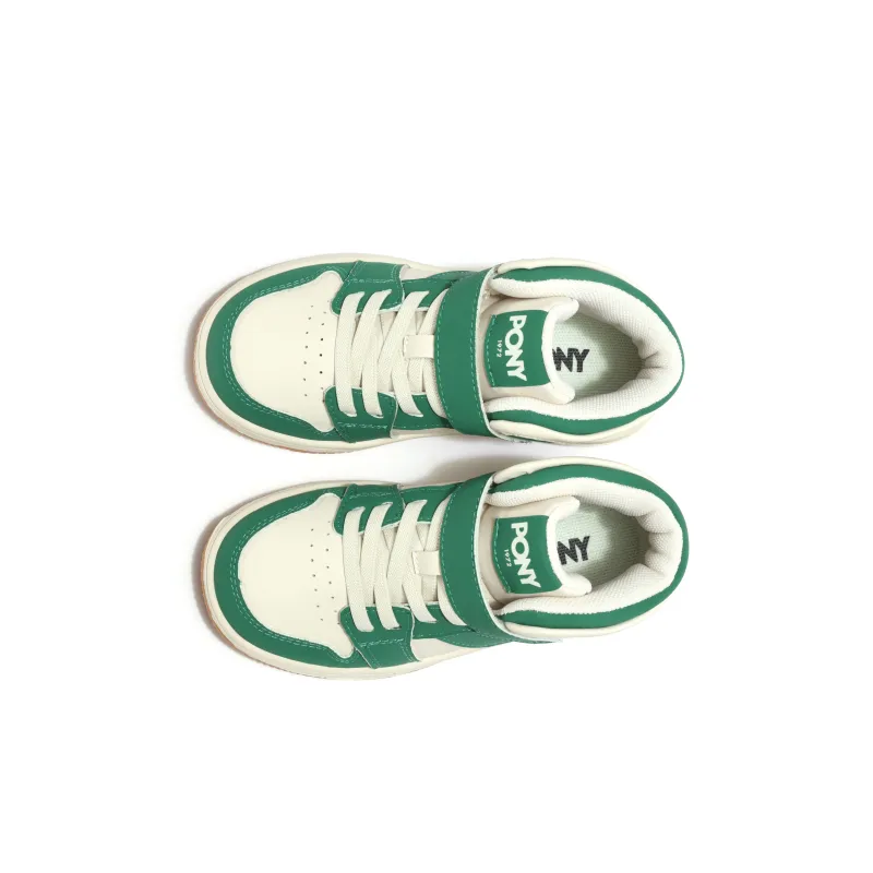 PONY Wear Resistant High Top Kids' Skateboarding Shoes Green White Kids'-2