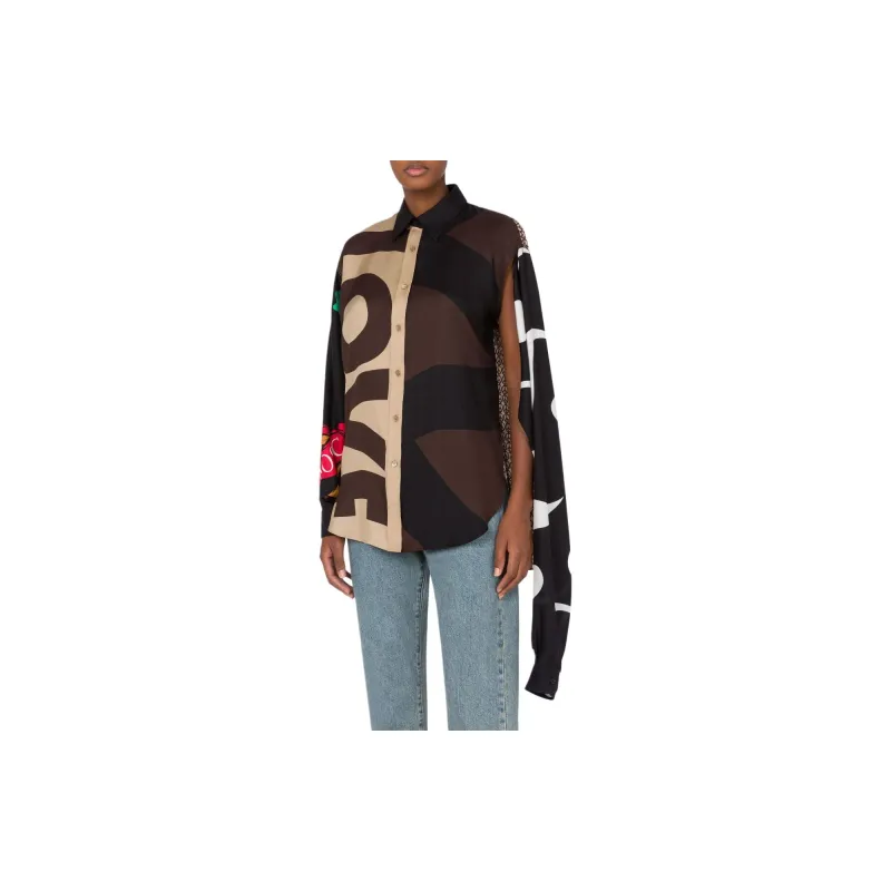 MOSCHINO Asymmetric Buttoned Colour Block Shirt-1