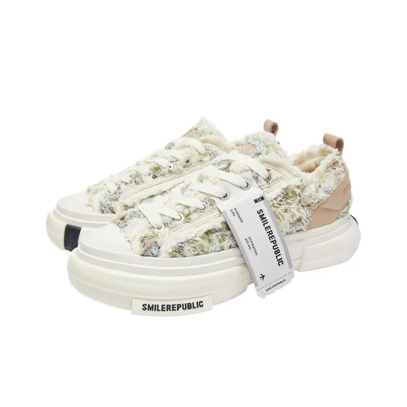 SMILEREPUBLIC Wear-Resistant Slip-Resistant Low-Top Casual Shoes Unisex Beige Green-2