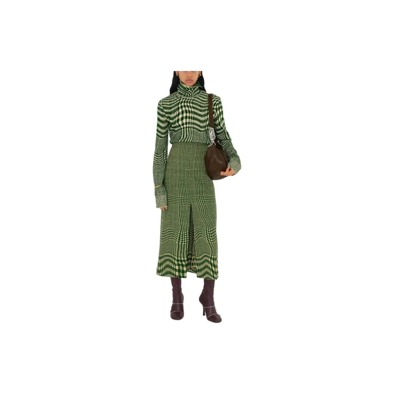 Burberry Casual Long Skirts Women's Green-2