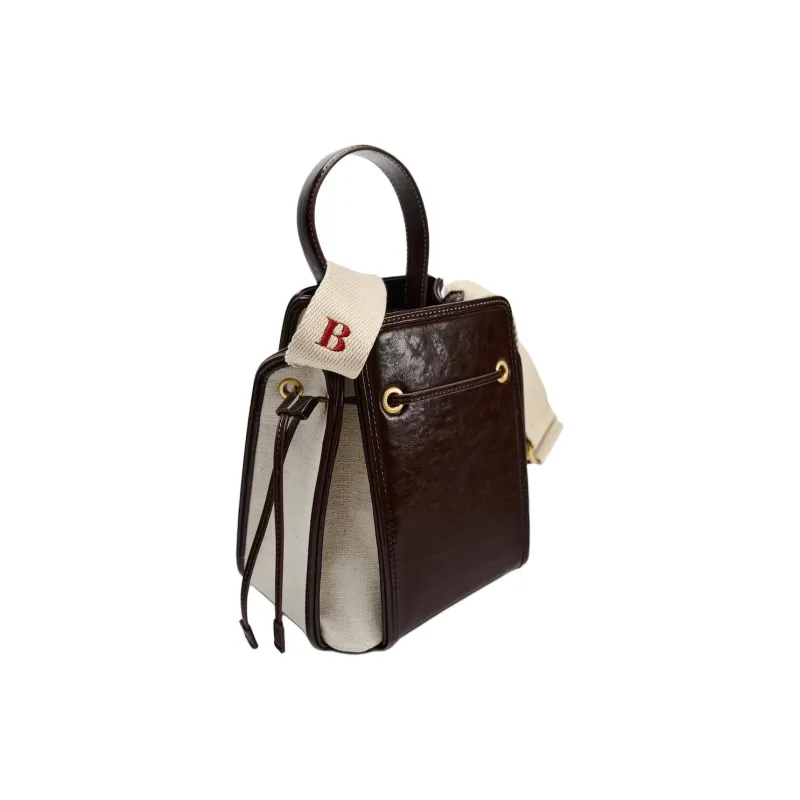 ZARA Cotton Bucket Bags Handbags Mini Women's Dark Brown-2