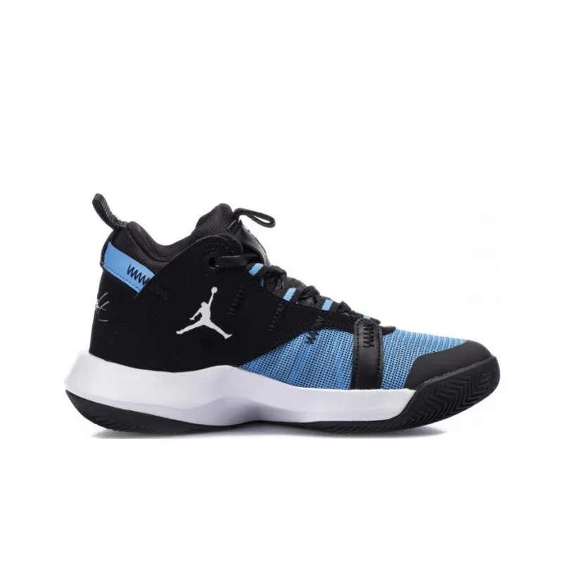 Jordan Jumpman 2020 Air Jordan Cushioning, Wear Resistant Mid Top Children's Basketball Shoes Blue Black Unisex-1