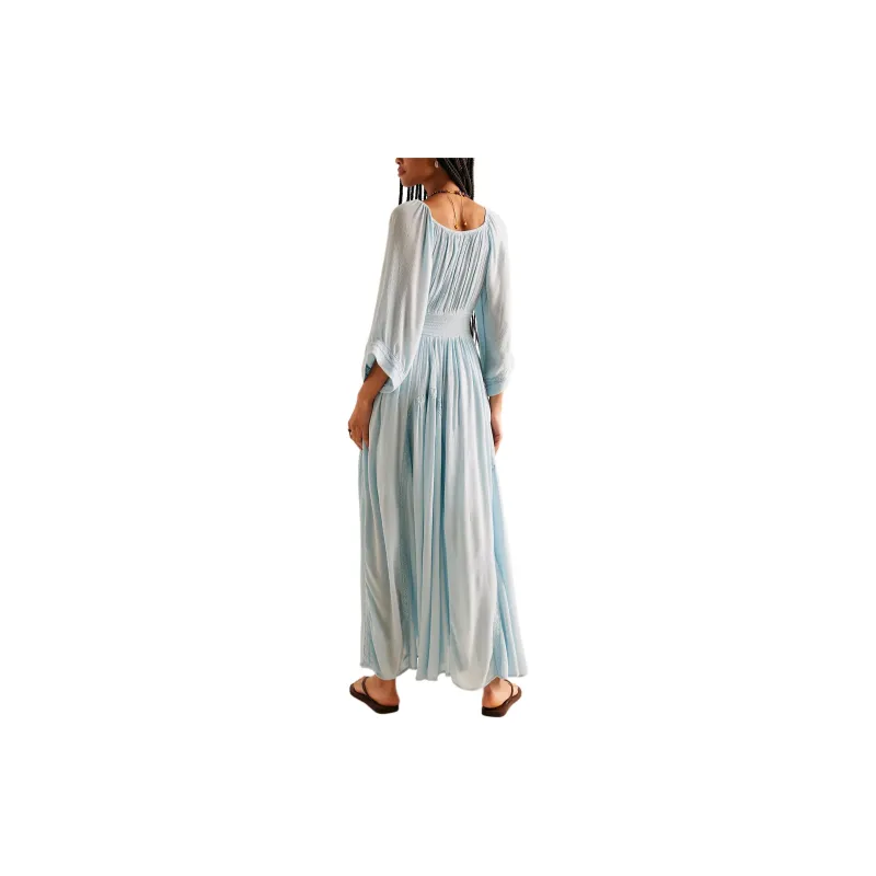 FREE PEOPLE Dixie Maxi Long-Sleeved Dresses Women's Skylight/Window-1