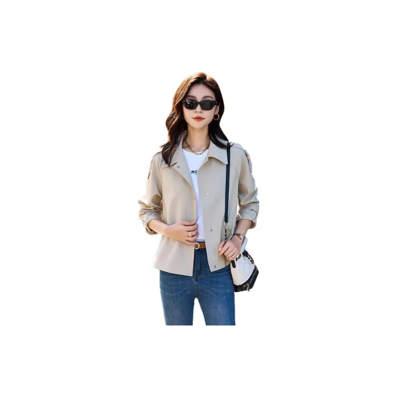 Yi Mengyuan Cropped Trench Coat Women's Vanilla Rice-4