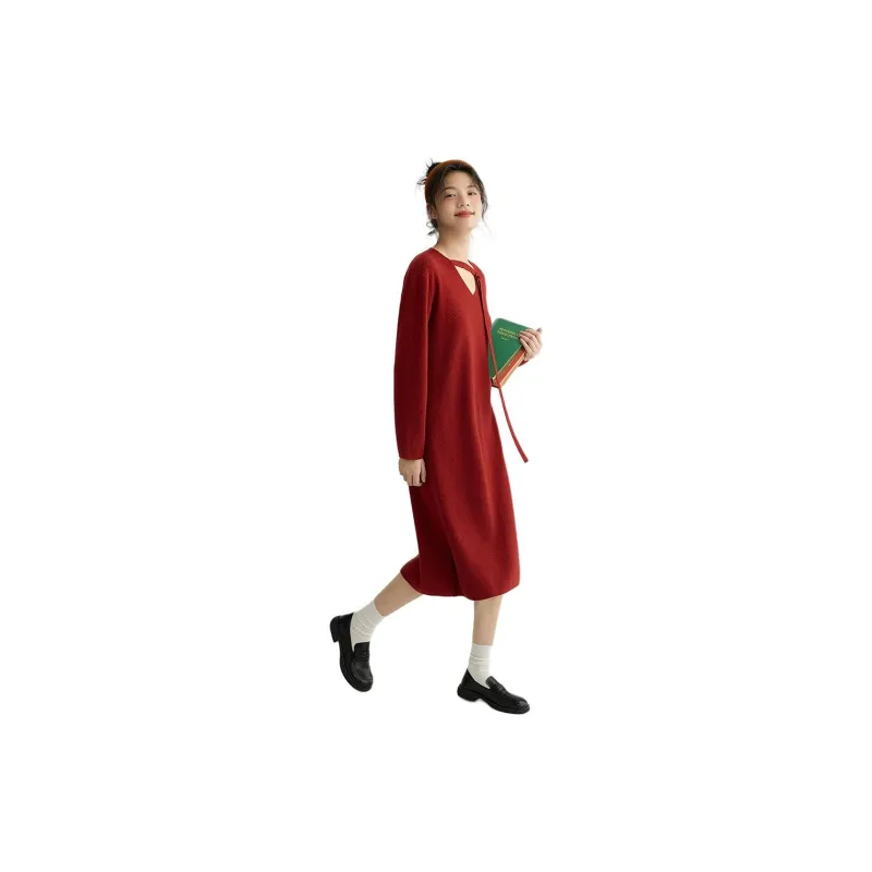 Demana Long Sleeved Dress Women's Maroon-3