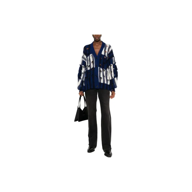 OFF WHITE Distressed Knitted Cardigan-2