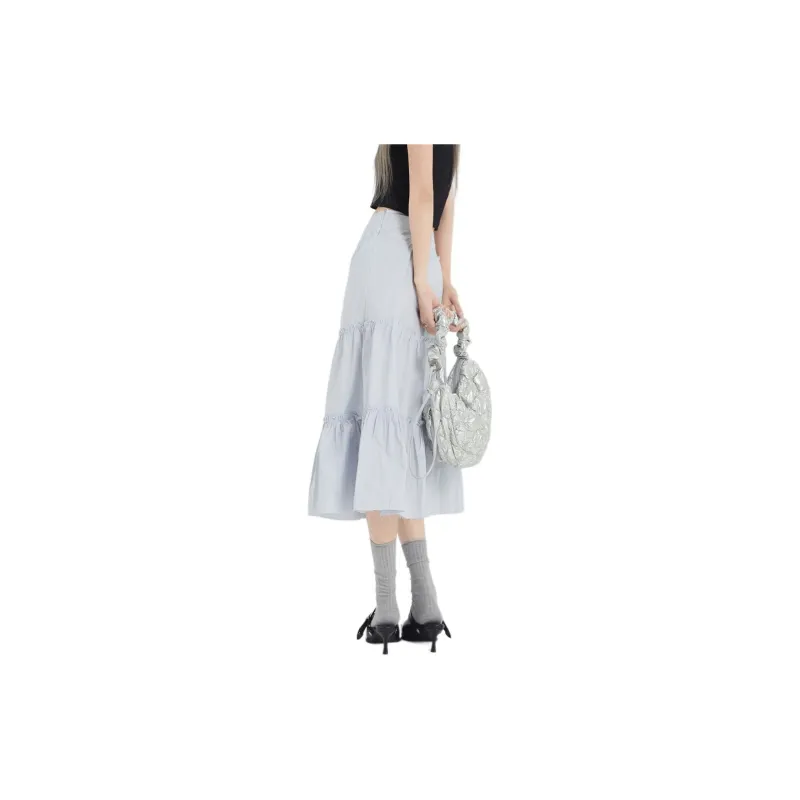 ZAVK Casual Long Skirt Women's Yin Blue-4