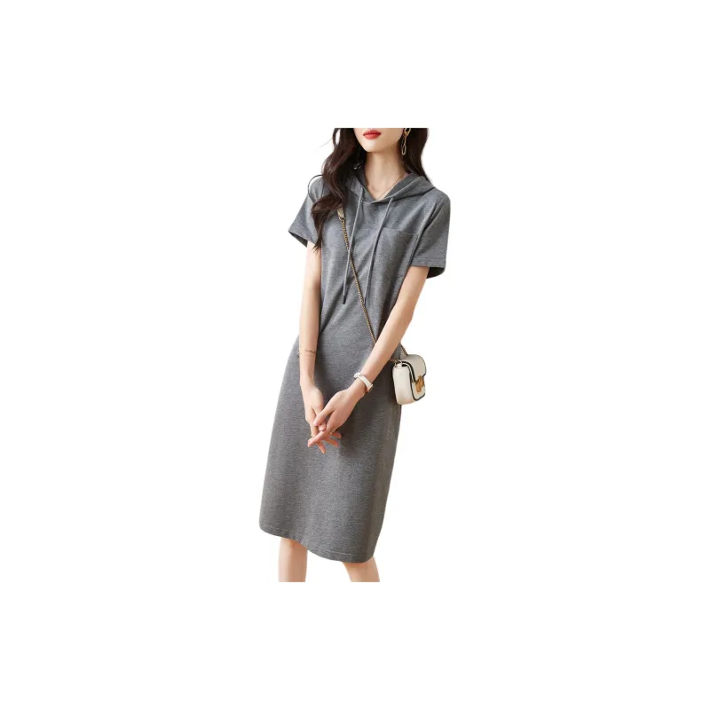 Mo Han Yi Mei Short Sleeved Dress Women's Gray-2