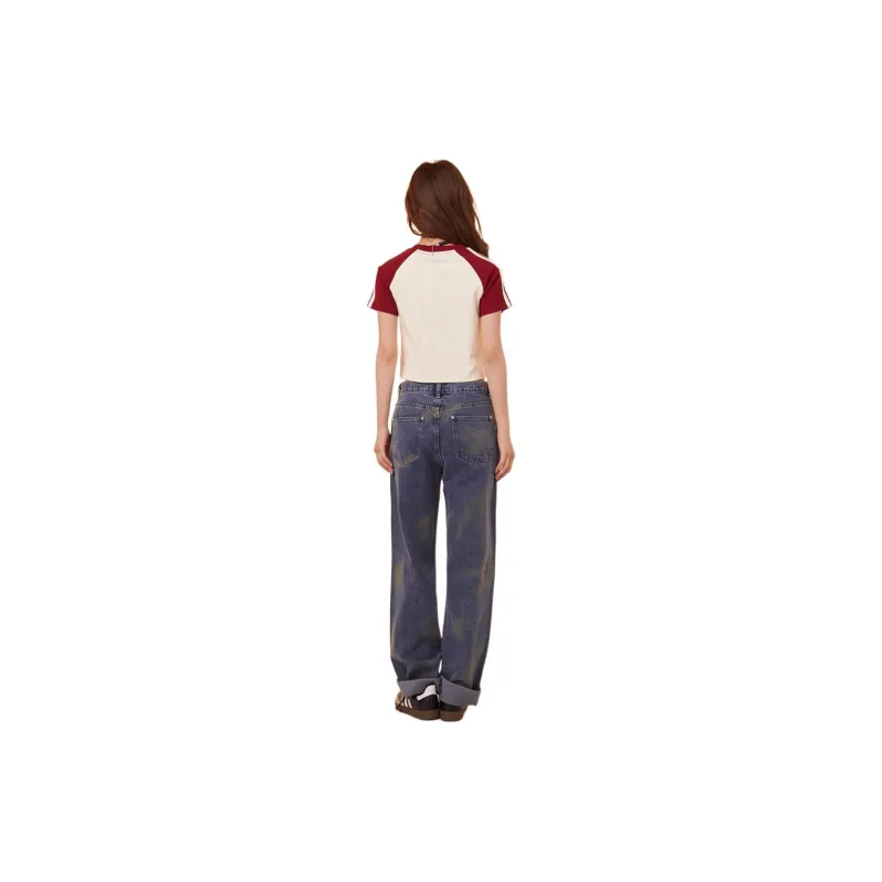 LALABOBO Jeans Women's Medium Blue White-1