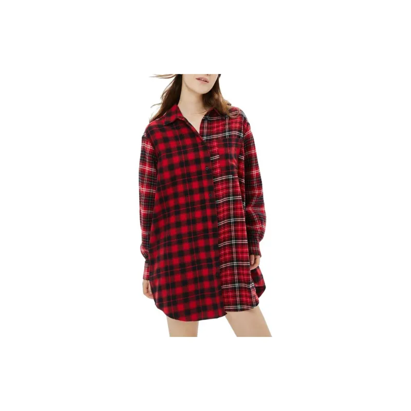 GAP Long-Sleeved Dresses Women's Red Plaid-3