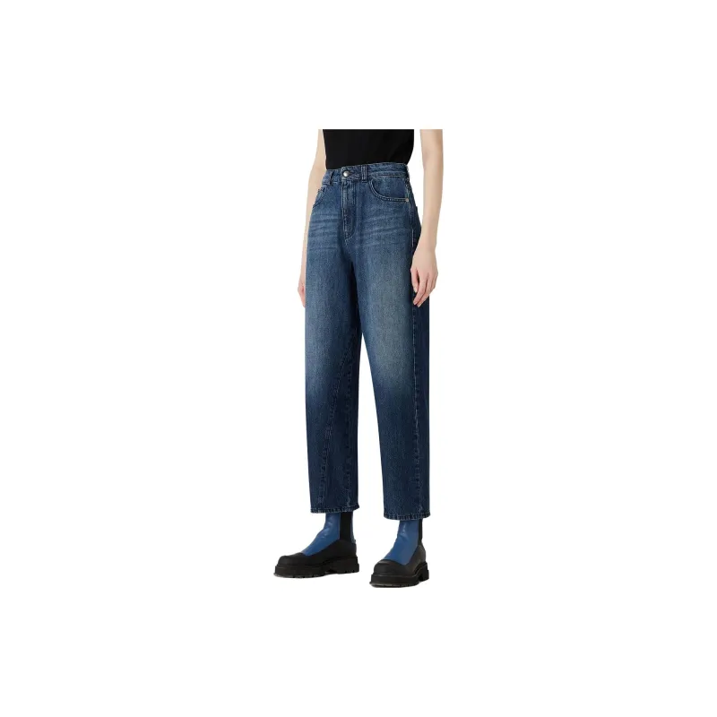 EMPORIO ARMANI Wide leg Cropped Denim Culottes-2