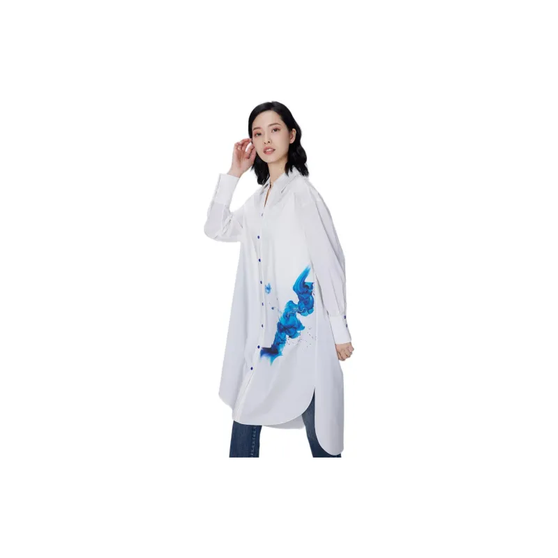 BBLLUUEE Long Sleeved Dress Women's Crescent White-4