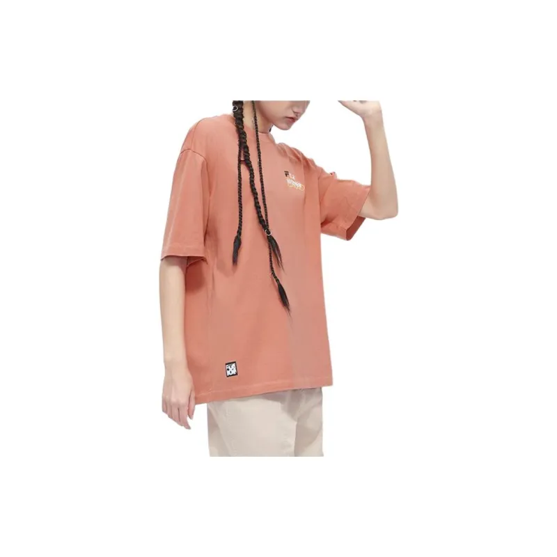 FILA FUSION SS24 Drop Shoulder Sleeve T Shirt Women's Wheat Orange-2