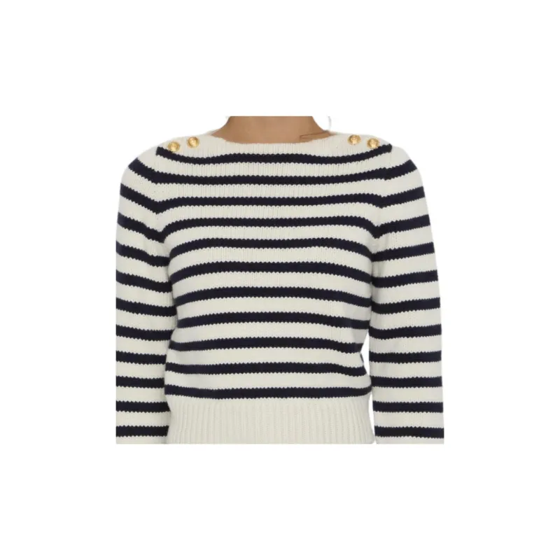 CELINE Boat Neck Marinière Sweater In Cashmere-4