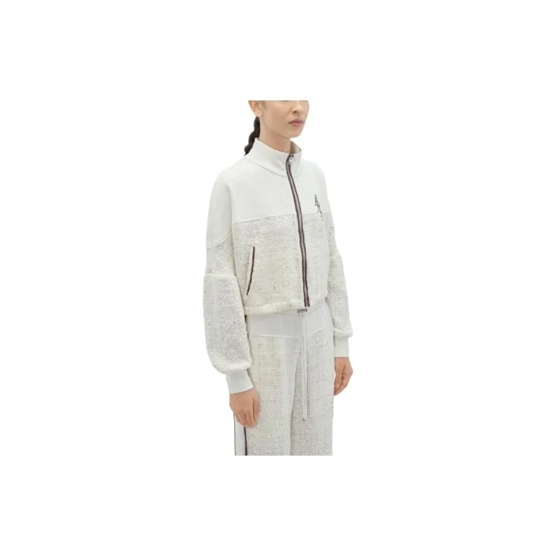 AMIRI SS24 Boucle Hybrid Track Jacket Jackets & Coats Women's White-4