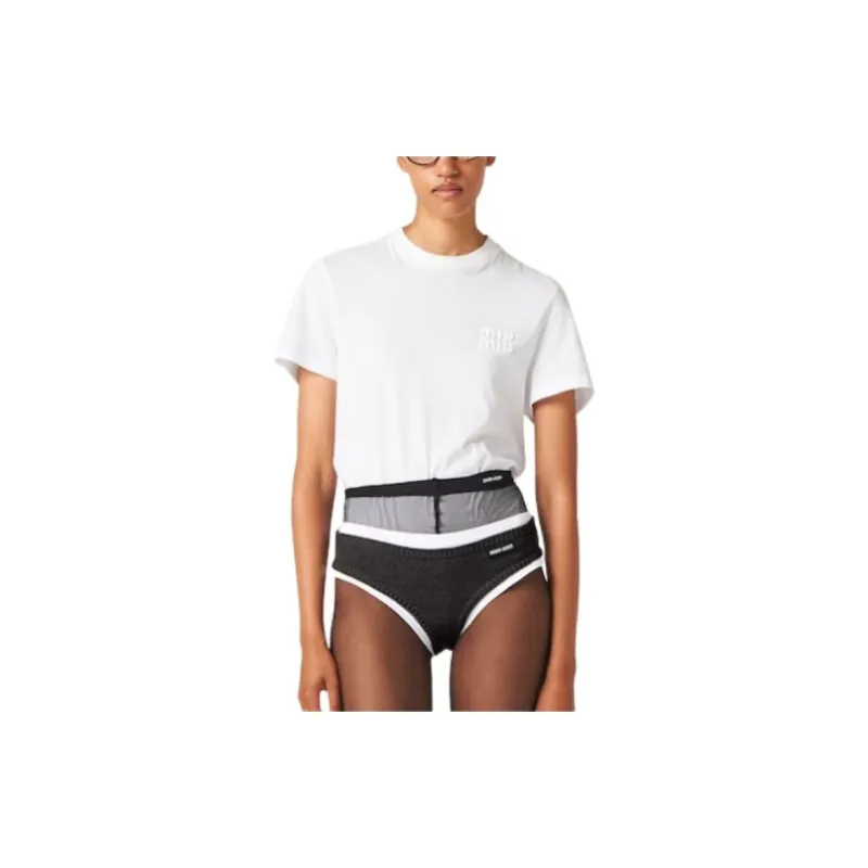 MIU MIU Logo appliqué Cotton T shirt-1