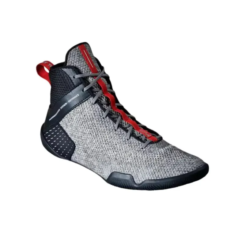 DECATHLON BOXA Abrasion Resistant Breathable Mid Top Boxing Shoes Unisex Gray Black-2