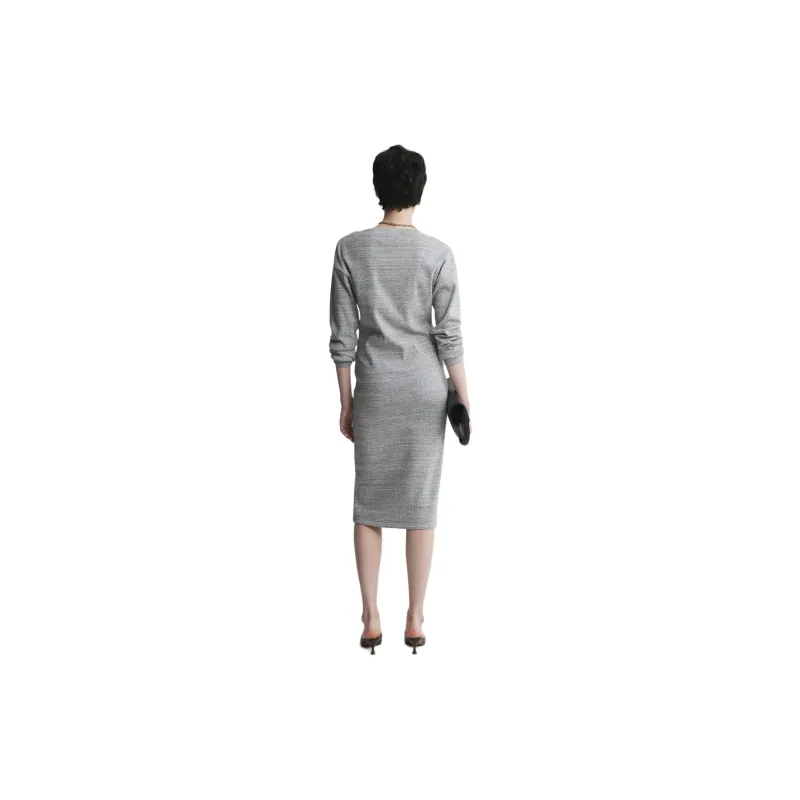 MUNJOUR Long Sleeved Dress Women's Elegant Gray-1
