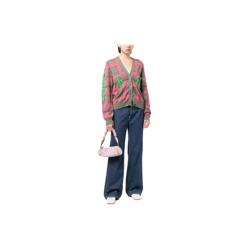 Barrie Logo embossed Tartan pattern Cashmere Cardigan-1