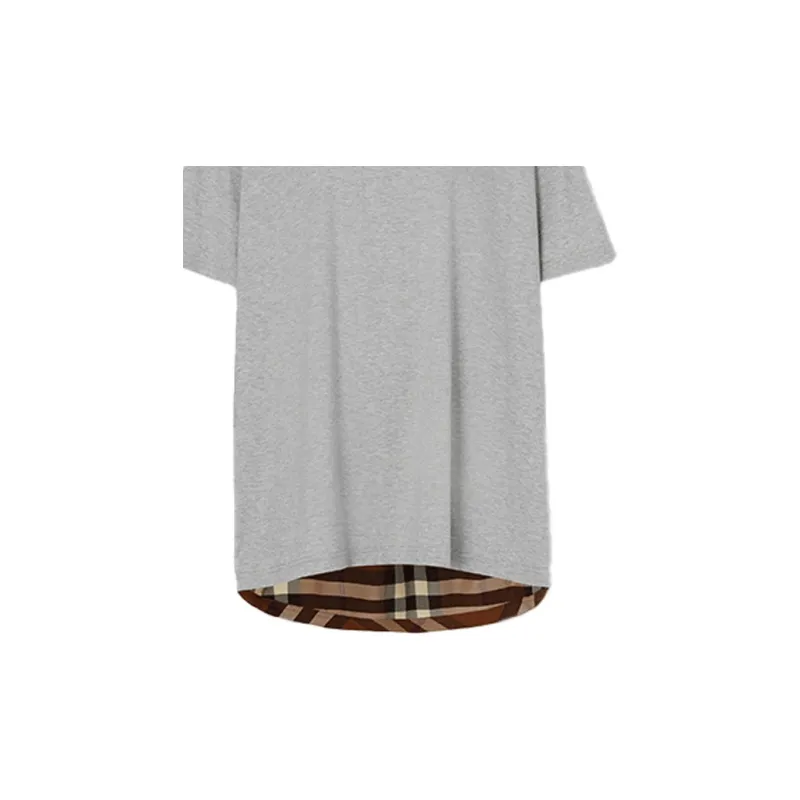 Burberry Women'ss Check Panel T Shirt Grey-6