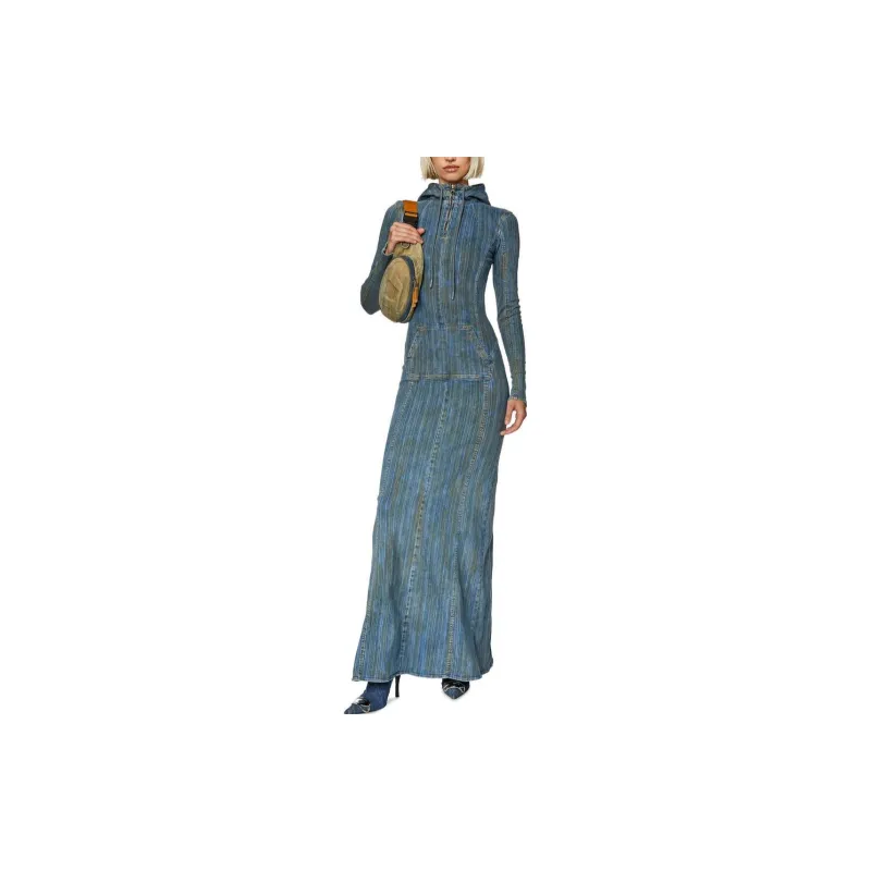 DIESEL Long-Sleeved Dresses Women's Blue-1