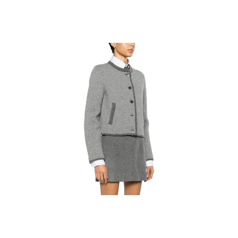 THOM BROWNE Herringbone 3D knit Cardigan-2