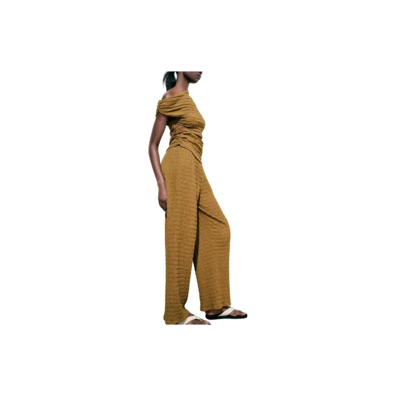 ZARA Casual Pants Women's Olive Green-4