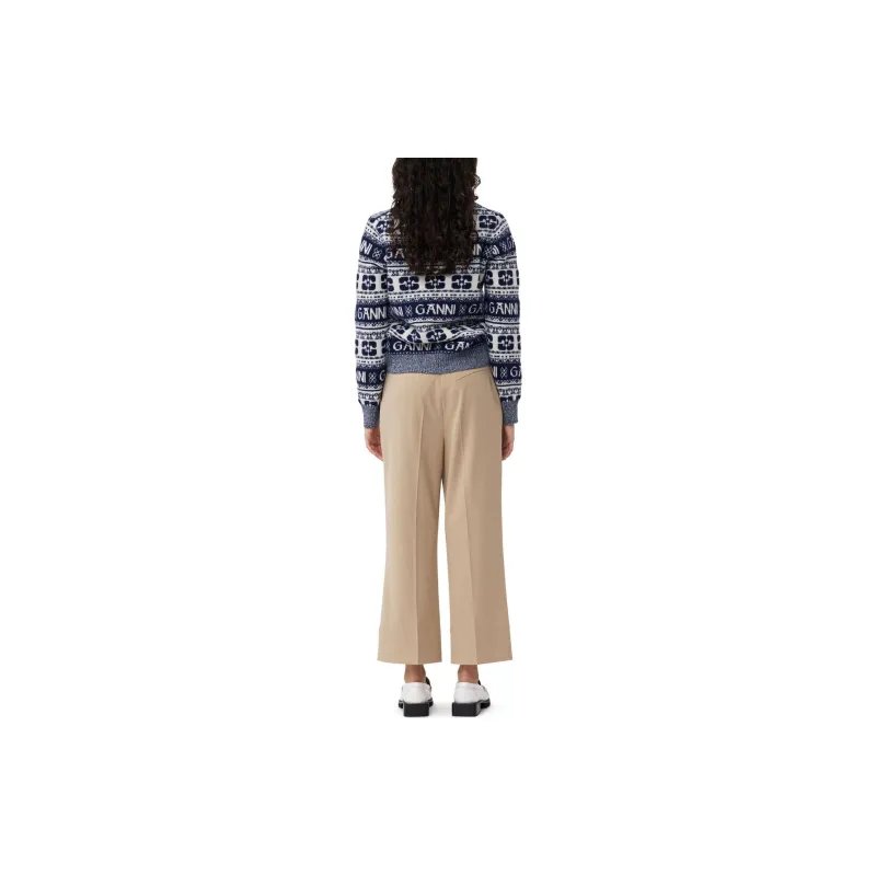 GANNI Cropped Wide leg Trousers-3