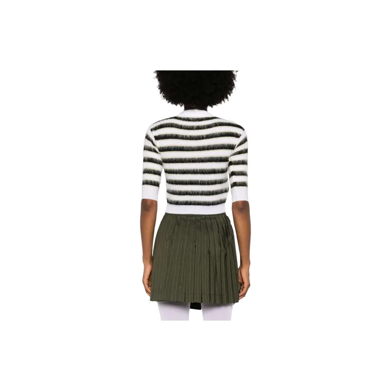 MARNI Striped Crewneck Cropped Cardigan-2