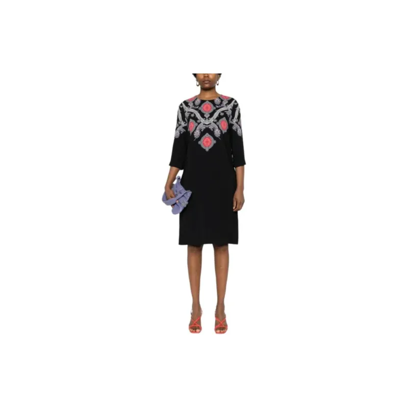ETRO Paisley Printed Cady Crewneck Midi Dress-1