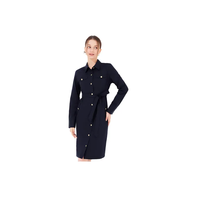 Hush Puppies Long Sleeved Dresses Women's Dark Blue-1